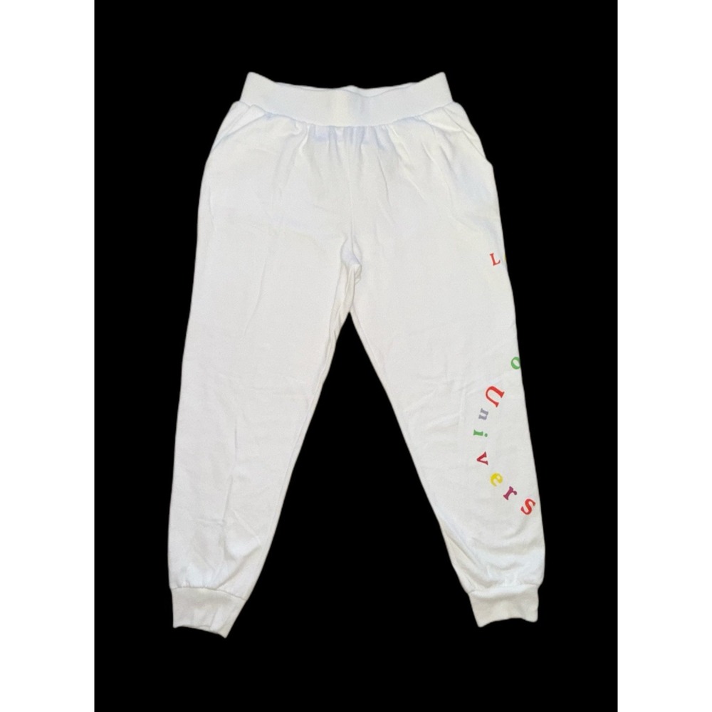True Religion "Love Is Universal" White High Rise Jogger Sweat Pants Sz L Nwt